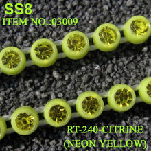 Ss8 Coloured Stone Plastic Cup Rhinestone Banding Chain 1 Yard