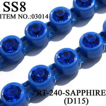 Ss8 Coloured Stone Plastic Cup Rhinestone Banding Chain 1 Yard