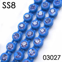Ss8 Coloured Stone Plastic Cup Rhinestone Banding Chain 1 Yard